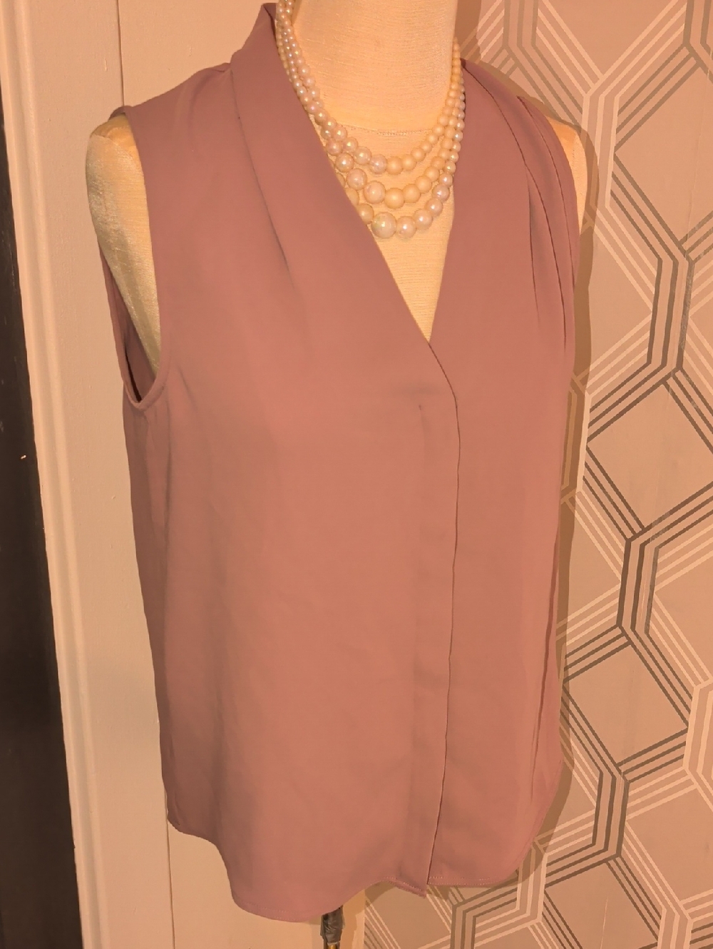 Babaton Mauve Sleeveless V-Neck Blouse